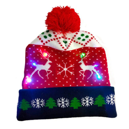 LED Christmas knitted beanie with light-up features in various festive designs