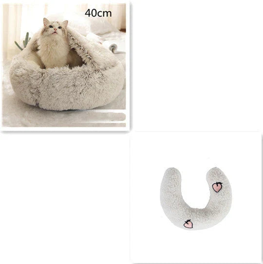 Cozy pet bed with plush and warm fabric for cats and dogs