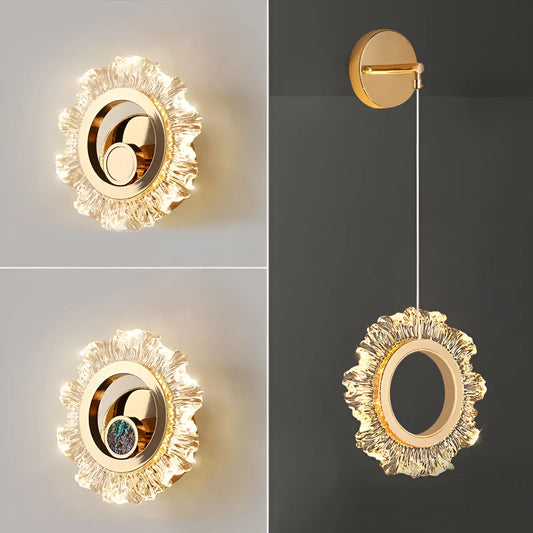 High Sense modern minimalist wall lamp with acrylic shade showing three light settings