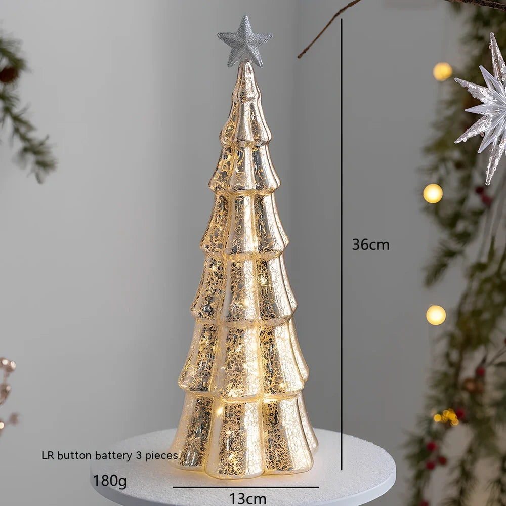 Cloth Christmas decoration models including battery-powered old man and tree for table and window use, 10-20cm height
