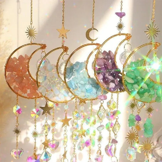 420mm crystal pendant car accessory with 100mm K9 crystal moon in five colour options