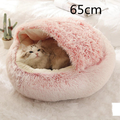 Cozy pet bed with plush and warm fabric for cats and dogs