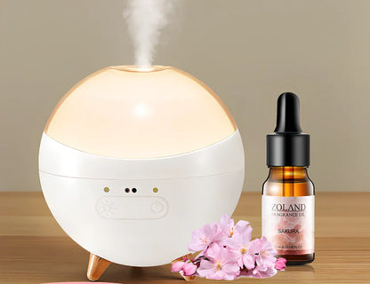 USB car essential oil diffuser with gesture control and adjustable lighting in cup holder