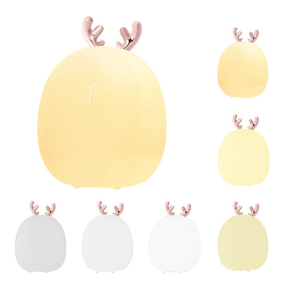 Adjustable silicone baby night light with touch control in deer and rabbit designs