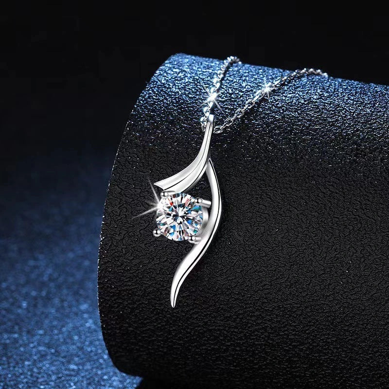 925 Sterling Silver Necklace with 1-Carat Sparkling Diamond Pendant