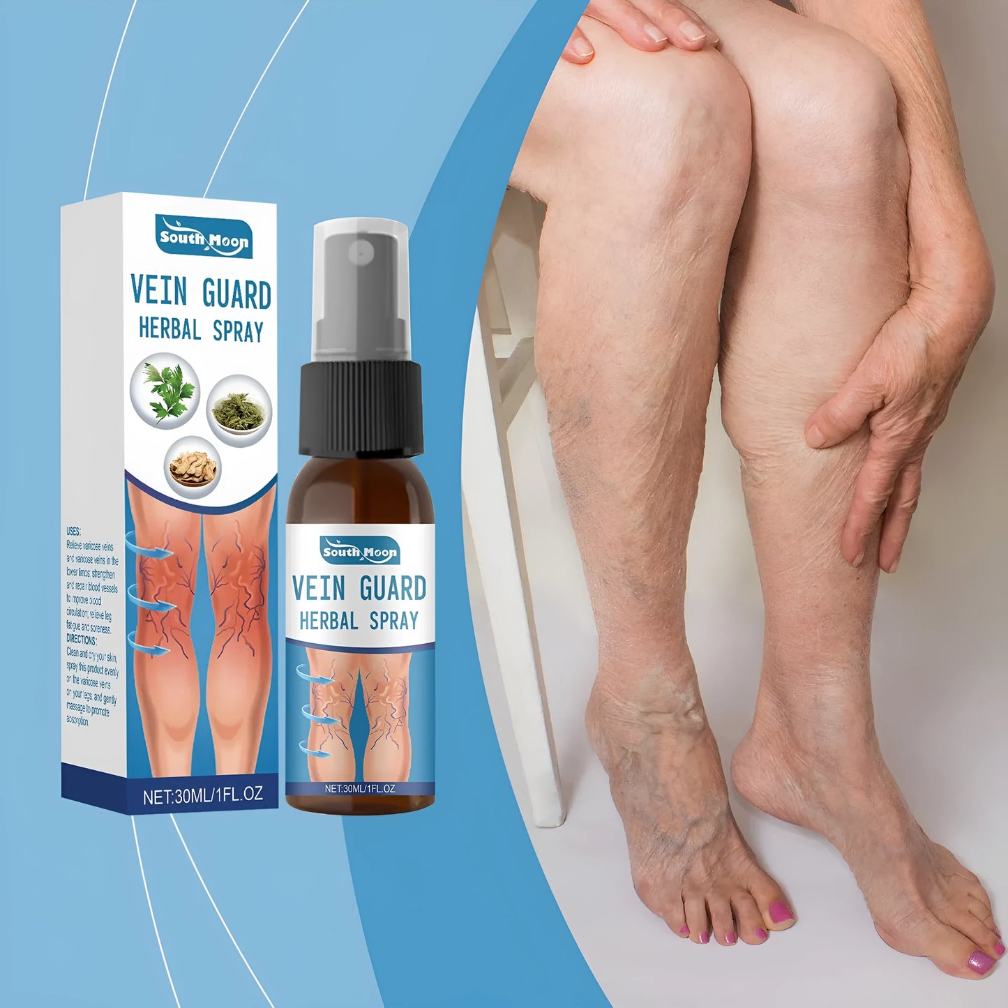 30ml bottle of Herbal Body Care Spray with spray nozzle, listing ingredients Menthol and Gardenia Fruit.
