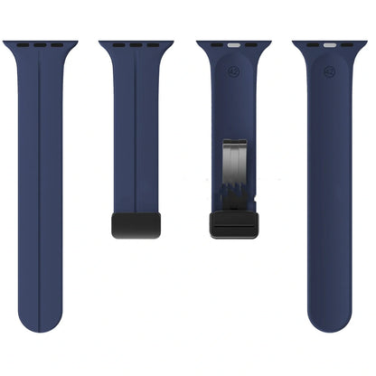 Magnetic silicone watch strap with folding buckle in multiple colours and sizes