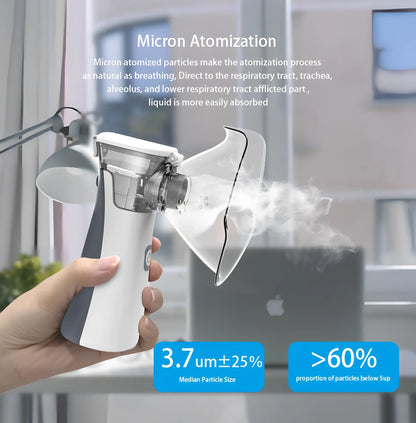 BOXYM-N2 handheld medical nebuliser measuring 50x48x130mm with ABS construction for respiratory treatment