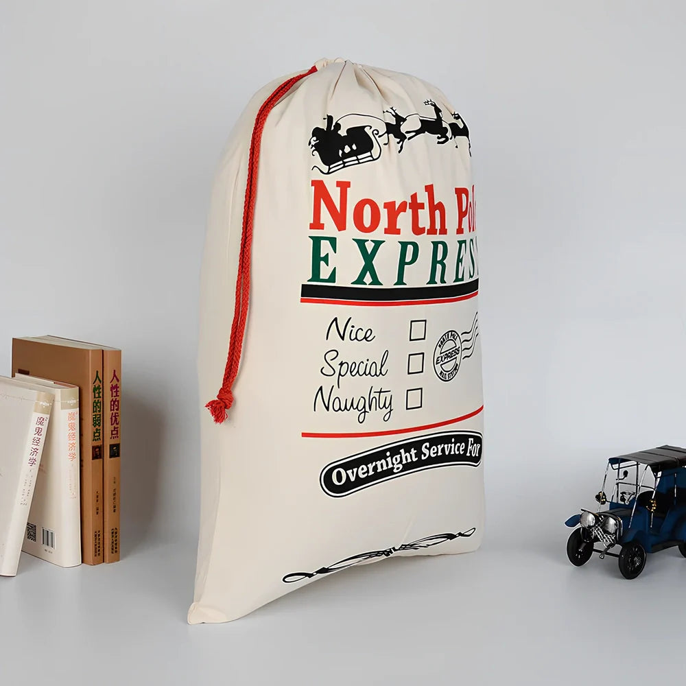 Christmas gift bag measuring 50cm by 70cm with reinforced handles in six colour styles