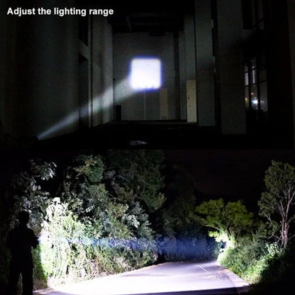 Black mini telescopic LED flashlight showing adjustable focus and pen-like design with clip attachment