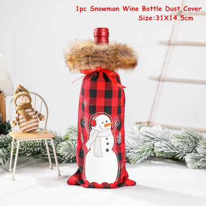 Festive Christmas wine bottle socks in vibrant colors, perfect for holiday decor