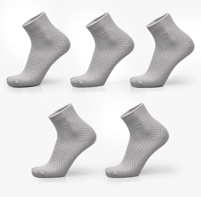 Men's bamboo fibre business socks with small square pattern in five colour options