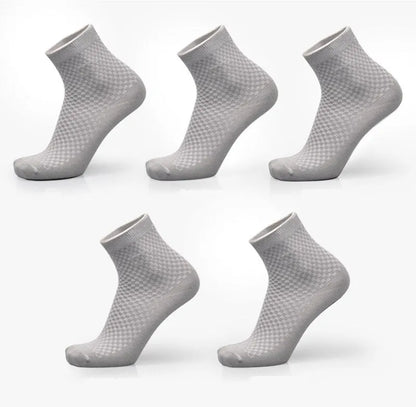 Men's bamboo fibre business socks with small square pattern in five colour options