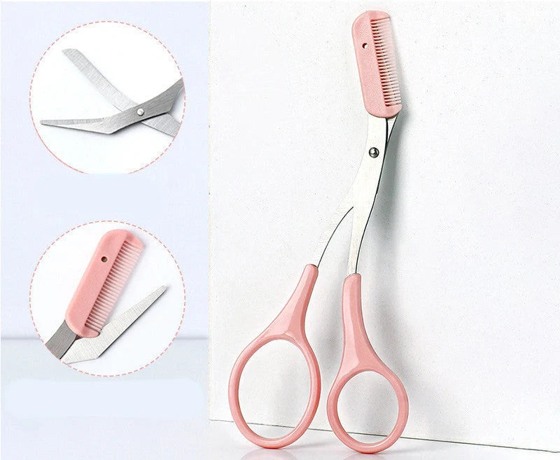 Eyebrow Trimming Knife with Comb - Curved Moon Design for Precise Grooming