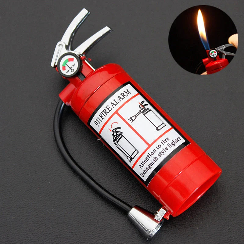 Creative fire extinguisher-shaped lighter in red with light, refillable and eco-friendly