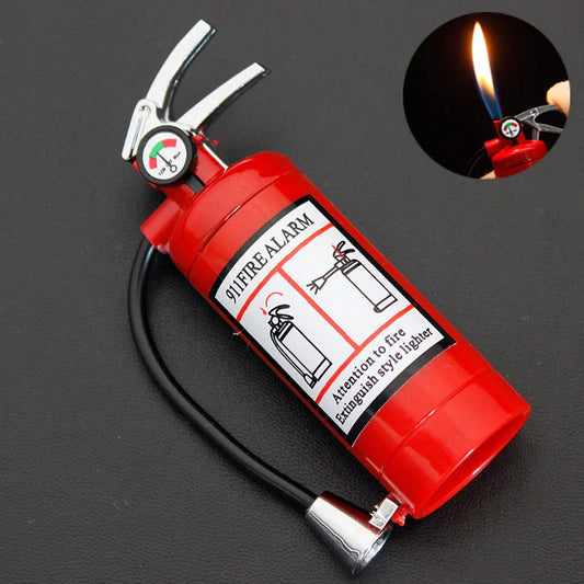 Creative fire extinguisher-shaped lighter in red with light, refillable and eco-friendly