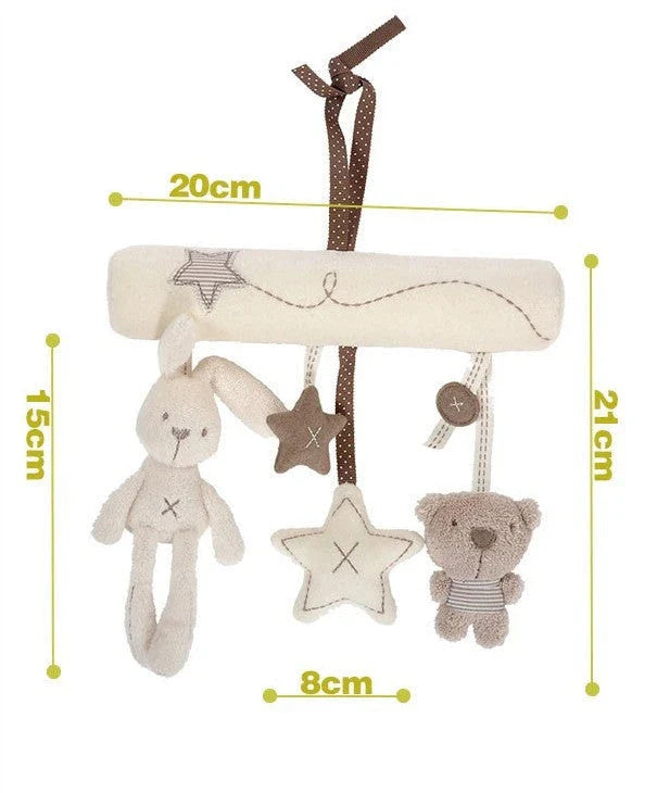 Soft, cuddly baby rattles with bunny and bear designs for cribs and strollers