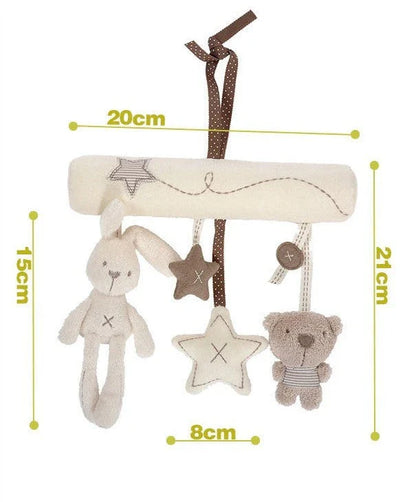 Soft, cuddly baby rattles with bunny and bear designs for cribs and strollers