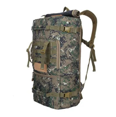 50L military tactical backpack in Camo Sand, Digital Camo, Khaki, Military Green, White Camouflage, and Black, 30 x 56 x 19cm
