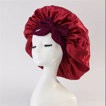 Double-layer silk bonnet for sleeping in various colors