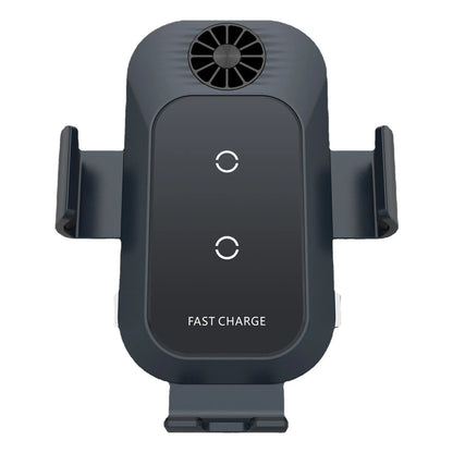 C35 colour car wireless phone charger holder mounted on a car air vent, showing automatic clamping arms.
