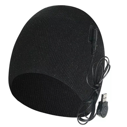 Heated cotton hat with intelligent temperature adjustment in wine red, grey, and black