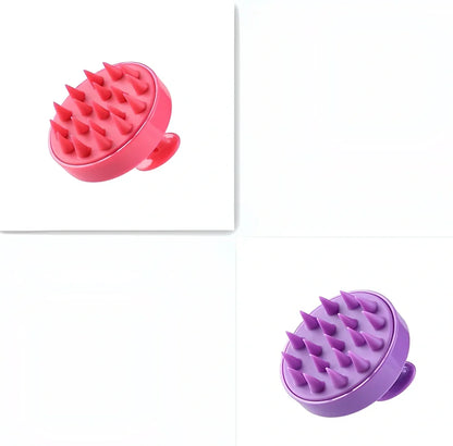Black silicone shampoo brush with hook design measuring 8x8x7cm for scalp massage during hair washing