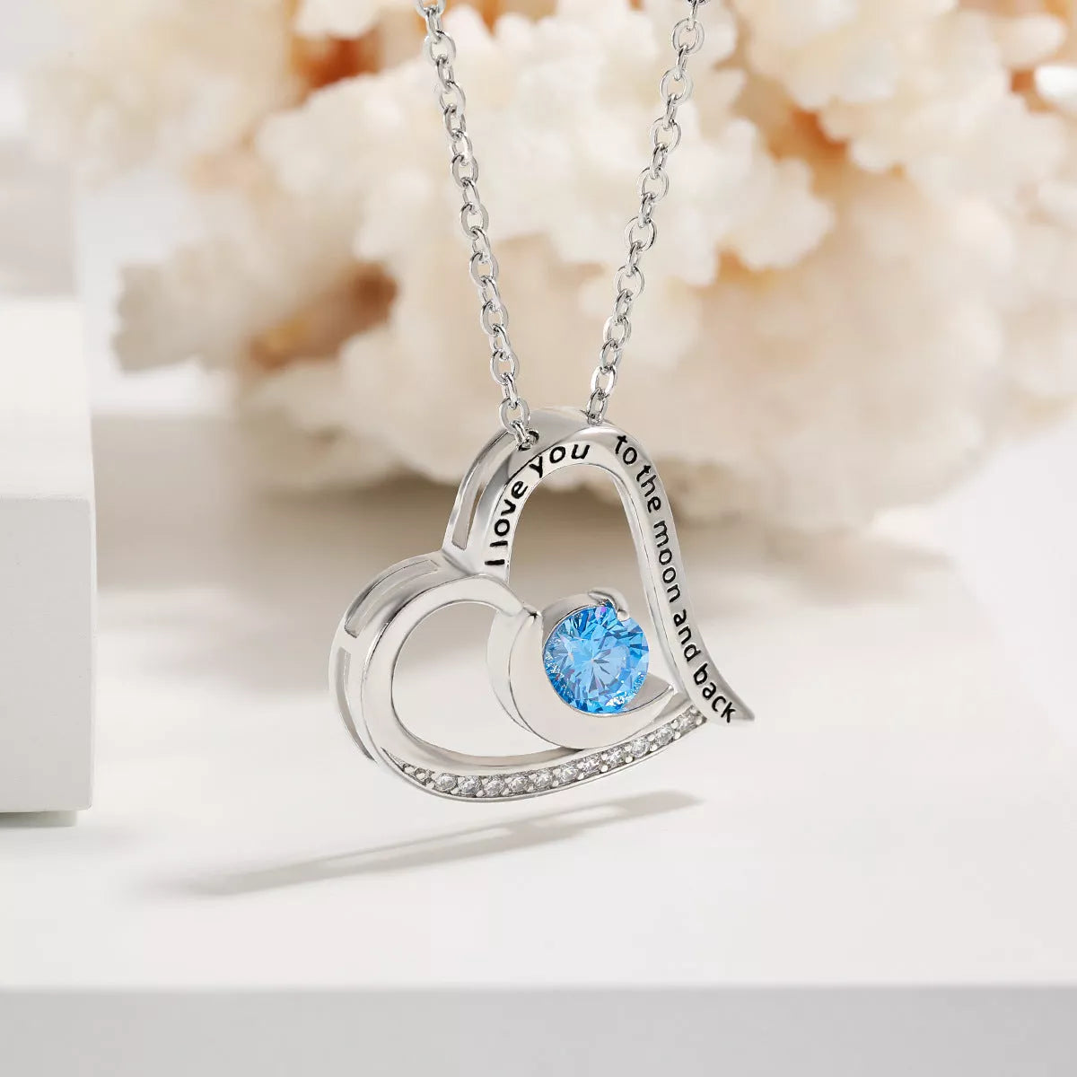 Heart-shaped love necklace with rhinestones and letters, available in multiple colors