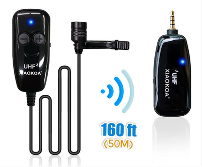 Black lavalier microphone with 3.5mm plug for mobile phone recording