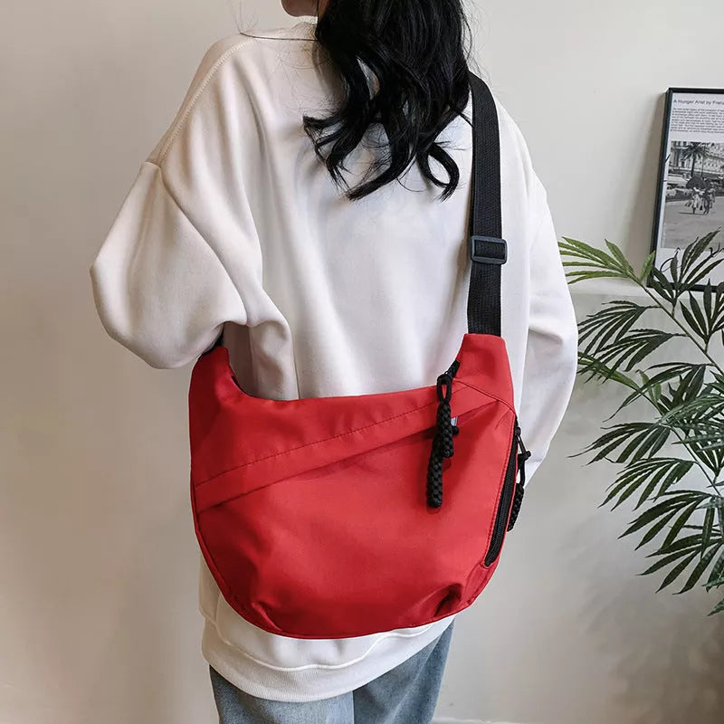 Korean Underarm Tote Bag in black, red, white, and khaki with mobile phone pocket