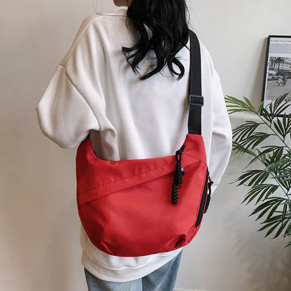 Korean Underarm Tote Bag in black, red, white, and khaki with mobile phone pocket