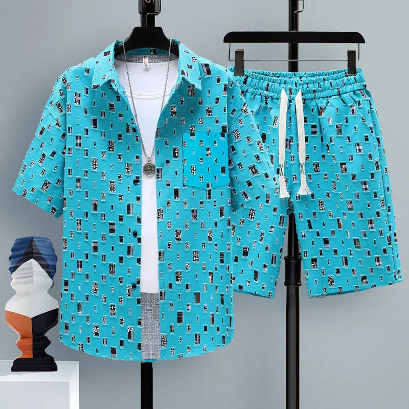 Men's polyester short sleeve top and shorts set in various colours, sizes S to 6XL