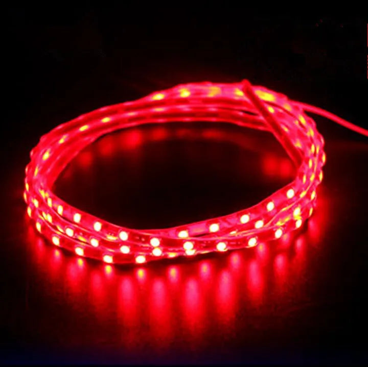 12V LED strip light for car and motorcycle in blue or red, available in 90cm, 120cm and 150cm lengths