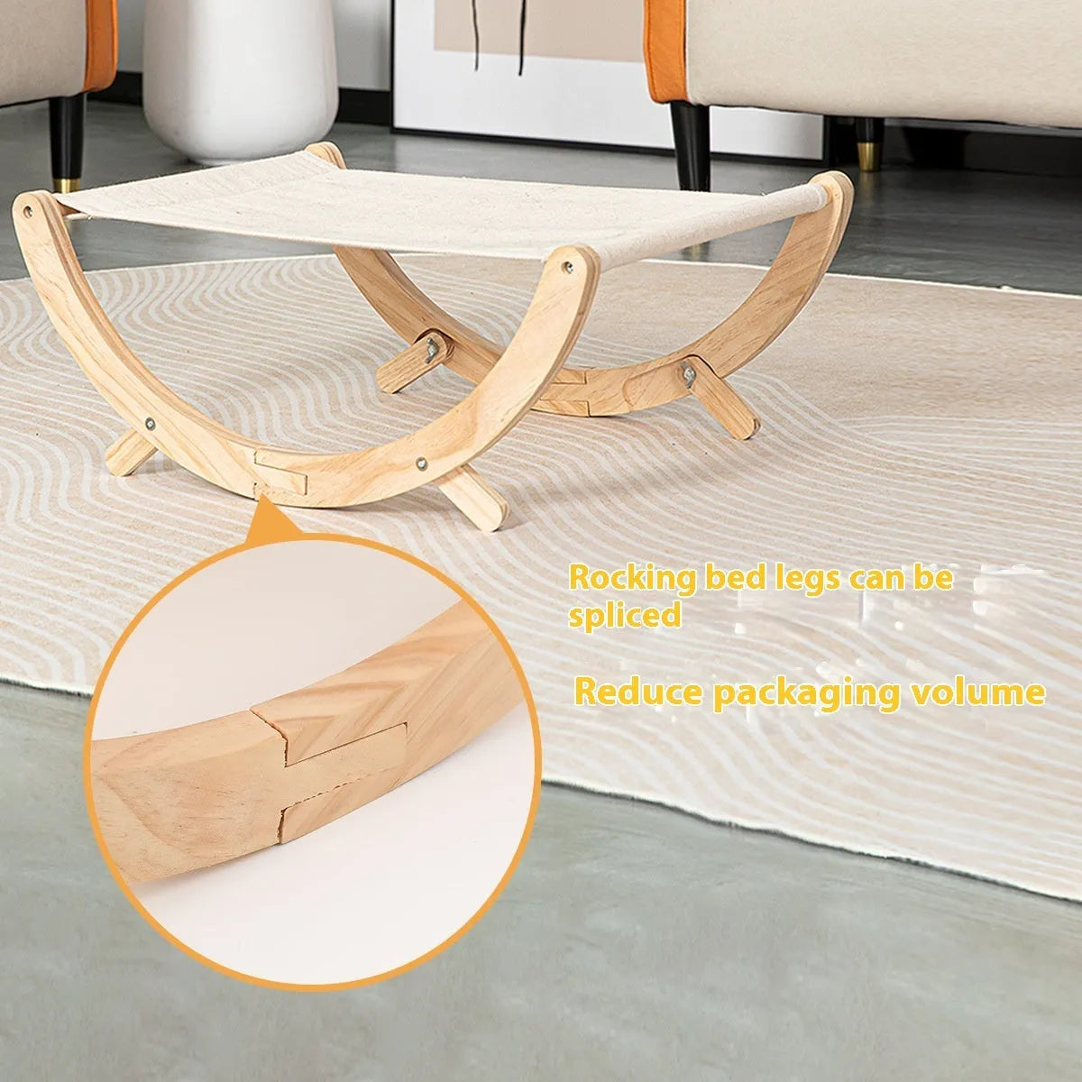 Solid wood foldable cat shaker bed hammock with a choice of canvas or plush top.