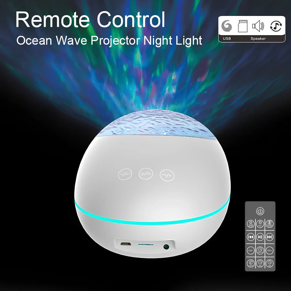 Coversage ocean wave projector measuring 16.5cm with Bluetooth speaker and remote control projecting wave patterns