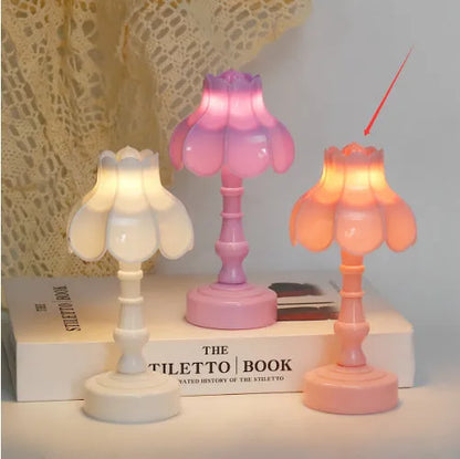 Retro pagoda styled night lamp with geometric design in light purple colour
