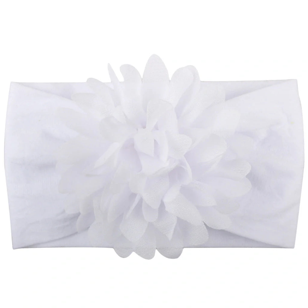 Adorable chiffon flower baby headband for your little princess, available in multiple colors.