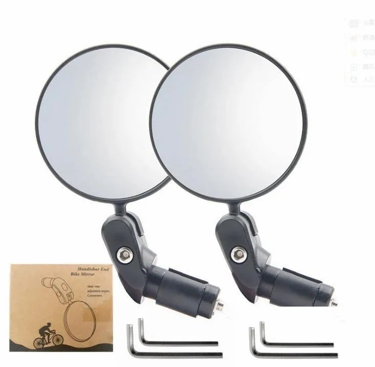 Black foldable convex motorcycle rear view mirror on a 14cm stem.
