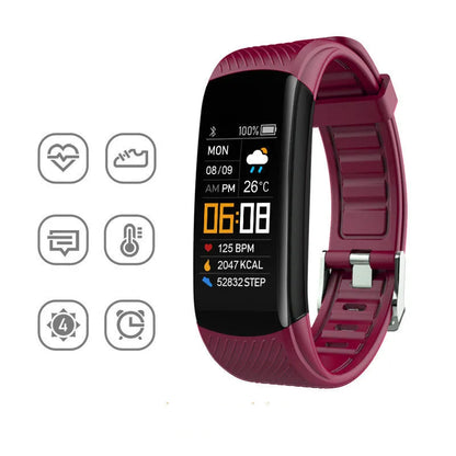 Adult sports silicone pedometer bracelet in various colours with 0.96-inch screen for step counting and sleep monitoring