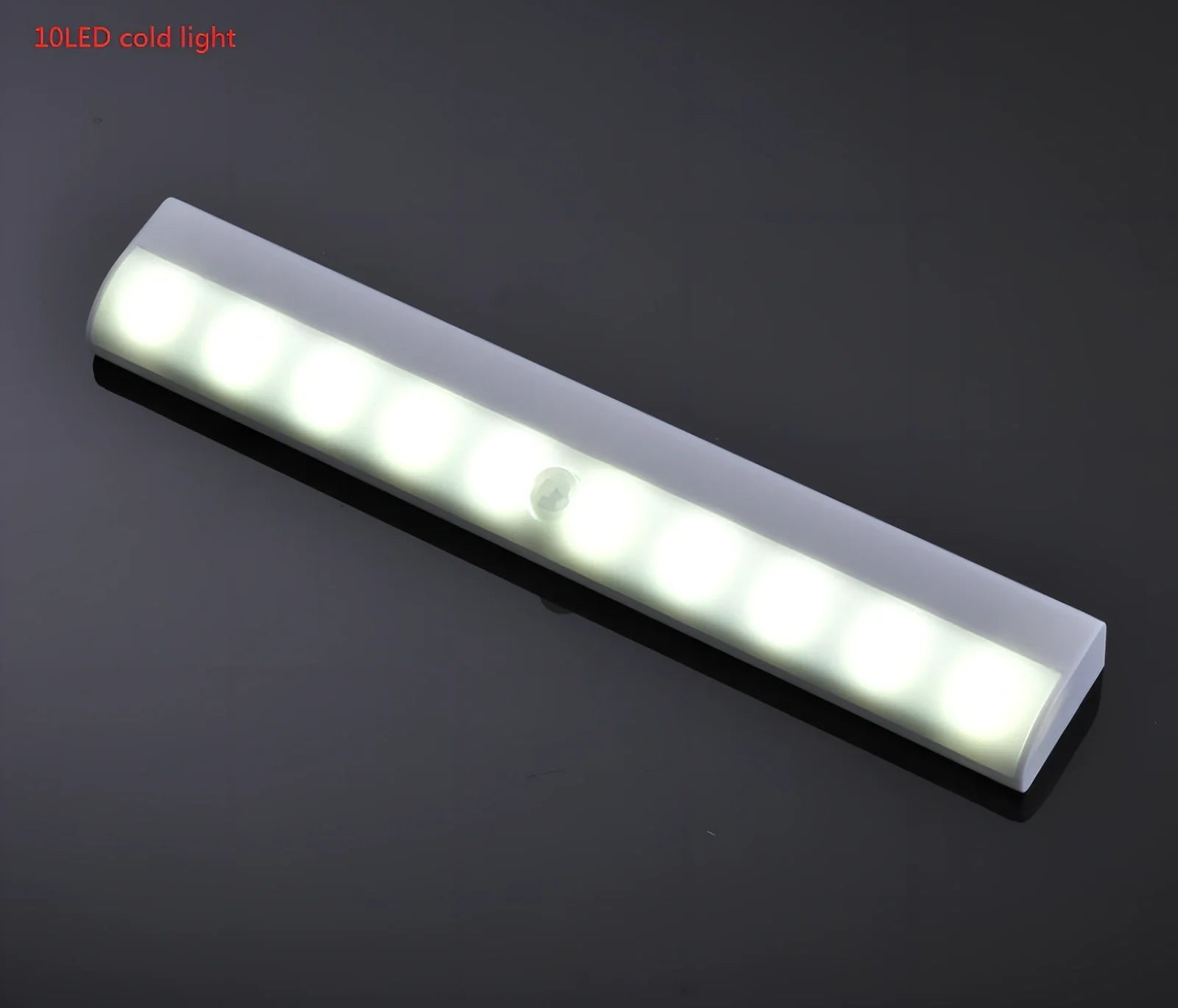 LED human body induction magnetic closet light showing aluminium shell and magnetic attachment for wardrobe installation