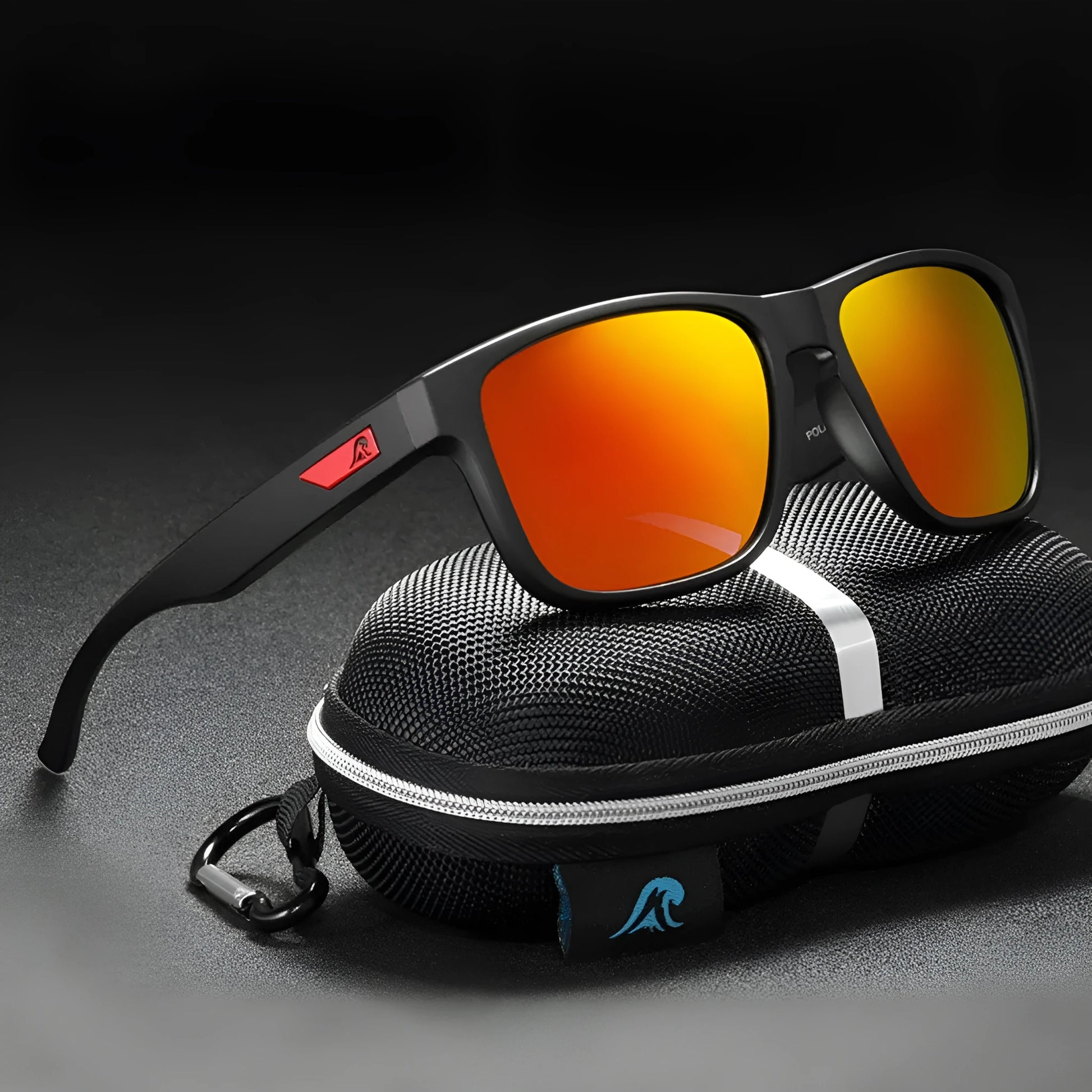 Men's polarised sunglasses with TAC lenses and PC frame in a selection of eight colours for outdoor use.