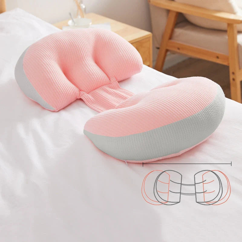 U-Shape Pregnancy Pillow in Pink Grey, Pink White, and Blue White for abdomen and waist support