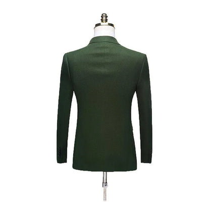 Green velvet business casual suit men's blazer coat light business style polyester nylon four-season