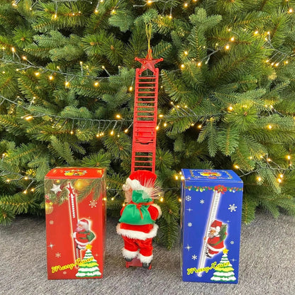 Electric Santa Claus climbing ladder decoration measuring 20cm tall with continuous motion mechanism