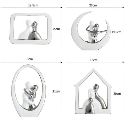 Ceramic photo frame with electroplated finish displaying character design elements