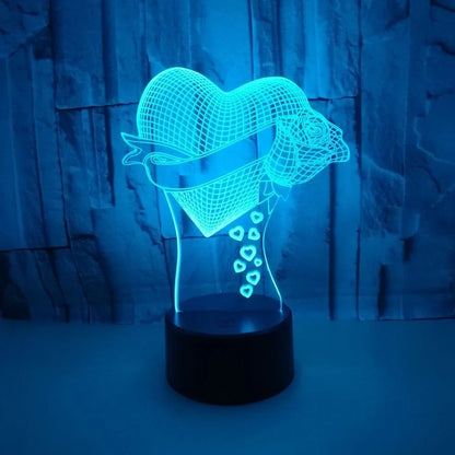 3D night light with acrylic board on 87mm ABS base showing seven colour options and touch/remote controls