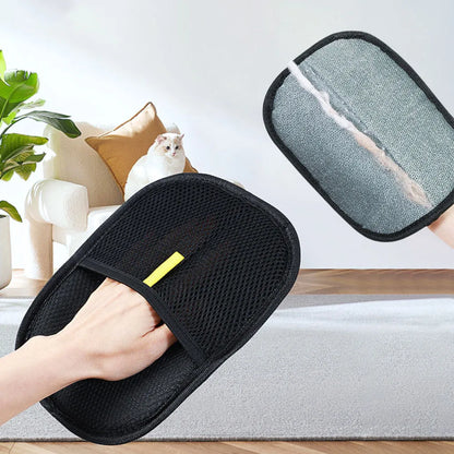 Black pet hair removal gloves with silicone bristles for grooming dogs cats rabbits