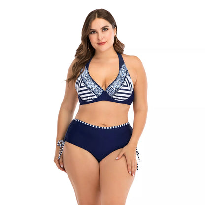 Plus-size underwire bikini with steel support and chest pad in photo color