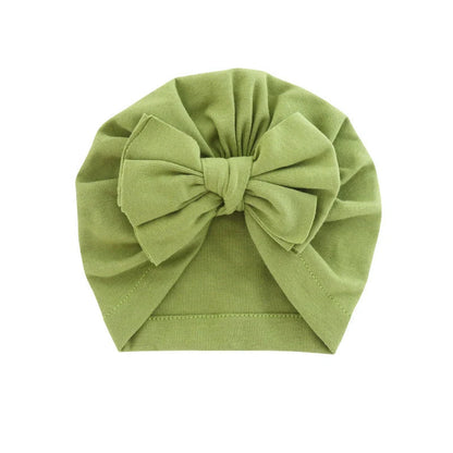 Soft hooded baby hat with bowknot in various colors for 0-1 year olds