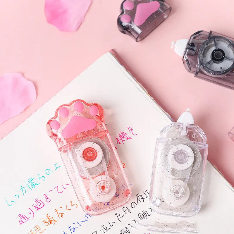 Pink cat claw design correction tape with 5mm width and 6m length PET refill
